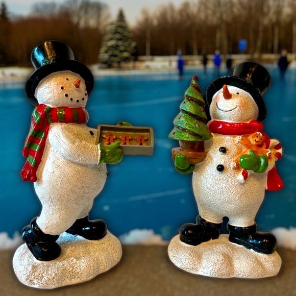 QVC Valerie Parr Hill Other - Valerie Parr Hill 2-Piece Snowman Figures w/ Gingerbread Cookies Tree